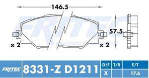 Spc8331zd1211 Balata marca Fritec de Ceramica Specific Delantera para Pontiac Vibe 09/10, Toyota Camry, 07/17, Corolla 2009, Matrix 09 /13 con Motor 2.4l, Rav4 06/18.