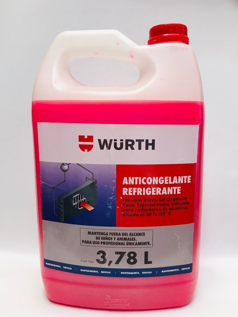 ANTICONGELANTE WURTH ROSA LISTO PARA USAR GARRAFA 3.87L DILUIDO AL 30%
