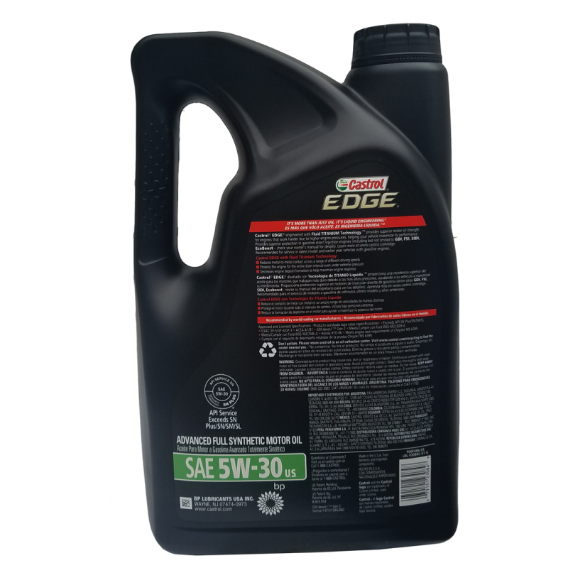 ACEITE SINTETICO CASTROL SAE 5W30 GARRAFA 5 LT ACEITE TOTALMENTE SINTETICO