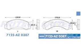BALATA RAYBESTOS SEMIMETALICA DELANTERA FORD AEROSTAR 90/93 BRONCO II 88/90 EXPLORER 91/94 RANGER 88/94 MAZDA B2300 1994 B3000 1994 B4000 1994 NAVAJO 91/94 = 7125 FRITEC