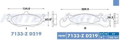 BALATA RAYBESTOS SEMIMETALICA DELANTERA CHRYSLER LEBARON 80/94 PHANTOM 80/94 SHADOW 88/91 SPIRIT 88/91 = 7133 D219 FRITEC