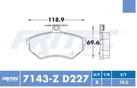 BALATA RAYBESTOS CERÁMICA DELANTERA VOLKSWAGEN JETTA A3 96/99 JETTA EUROPA 96/99 PASSAT 91/93 PASSAT VAGONETA 91/92 DISCO SÓLIDO= 7143 FRITEC