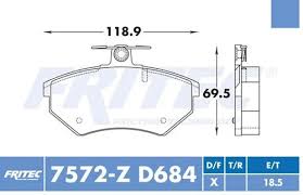 BALATA RAYBESTOS SEMIMETALICA DELANTERA VOLKSWAGEN JETTA A3 93/97  = 7572 FRITEC