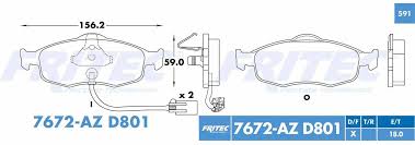 BALATA RAYBESTOS SEMIMETALICA DELANTERA FORD CONTOUR 2000 COUGAR 00/02 MYSTIQUE 98/00 CON SENSOR = 7672 FRITEC