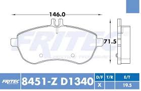 BALATA REMSA ORGÁNICA DELANTERA MERCEDES BENZ C200 10/12 C250 10/14 C280 08/14 GL350 11/12 GL350 2011 = 8451 FRITEC