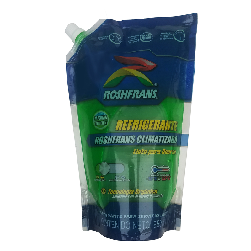 ANTICONGELANTE ROSHFRANS VERDE LISTO PARA USARSE BOLSA 950ML CLIMATIZADO