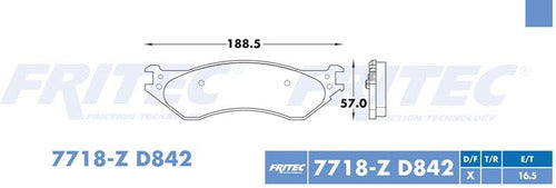 BALATA AUTOPAR DELANTERA DODGE RAM 1500 00/01 = 7718 FRITEC