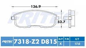 BALATA ORIGINAL AGENCIA DELANTERA INFINITI G35 03/05 I30 00/04 NISSAN 350Z 03/05 ALTIMA 08/12 SENTRA 07/18 JUKE 11/17 = 7318D815 FRITEC