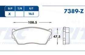 BALATA BRUCK SEMIMETALICA DELANTERA NISSAN TSURU III 1992/17 TSURU III GS 1998/17 TSURU III GSI 10/17 TSURU GS III 10/17 NX 1991/1993 TSUBAME 1993/04 SENTRA 1992/1992 MOTOR 1.6L = 7389 FRITEC