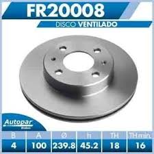 DISCO DELANTERO FRITEC NISSAN SENTRA 92/93 SENTRA 1.6L 4CIL 1994 TSUBAME 1.6L 4CIL 93/04 TSURU III GS2 1.6L 4CIL 93/01 VENTILADO 4 BARRENOS = FR20008 FRITEC