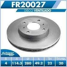 DISCO DELANTERO FRITEC INFINITI G20 USA 99/01 NISSAN ALMERA SPORT 01/05 ALTIMA 93/01 SENTRA SER SPEC 00/06 VENTILADO 4 BARRENOS = FR20027 FRITEC