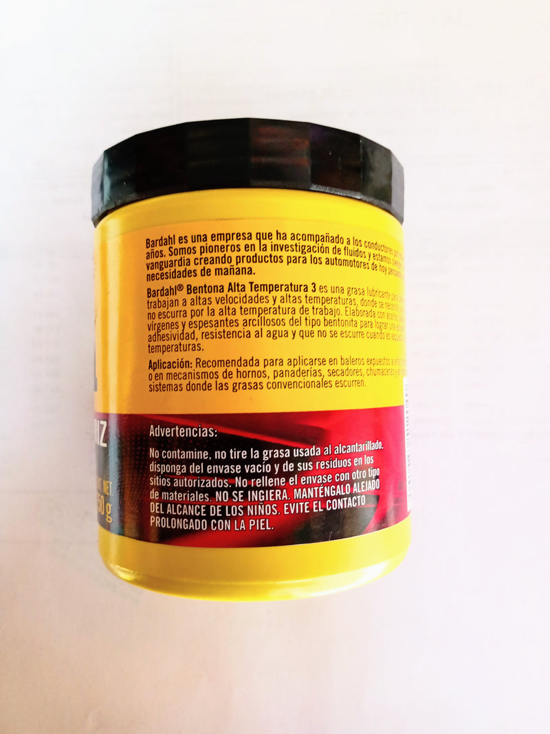 GRASA PARA BALEROS BENTONA BARDAHL COLOR AMARILLA BOTE 250G MAXIMA RESISTENCIA EN ALTAS TEMPERATURAS