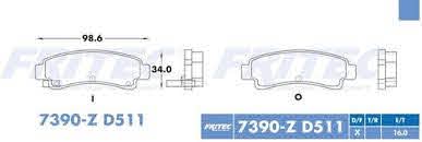 BALATA FRITEC METALICA TRASERA NISSAN NX 91/93 SENTRA 91/94 = 7390 FRITEC