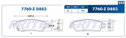 BALATA FRITEC METALICA TRASERA BUICK CHEVROLET GENERAL MOTORS GMC ISUZU OLDSMOBILE SAAB SATURN = 7760 FRITEC