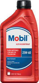 ACEITE MULTIGRADO MOBIL SAE 25W60 BOTELLA 946 ML ALTO KILOMETRAJE PARA MOTORES CON MAS DE 150000 KM