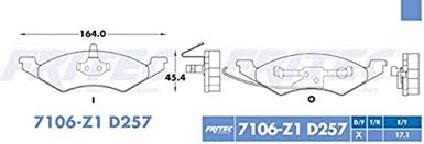 BALATA OEP METALICA DELANTERA  FORD ESCORT 1981/1990 GHIA 1991/1994 TOPAZ 1984/1994 = 7106 D257 FRITEC