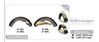 BALATA FRITEC CERAMICA SPECIFIC TRASERA VOLKSWAGEN JETTA A6 2013/2018 JETTA CLASICO 08/15 SAVEIRO 12/16 CABINA SENCILLA VAN 02/09 ANTES 13Y5 = 1670 FRITEC