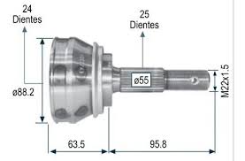ESPIGA RACE LADO RUEDA DERECHA IZQUIERDA NISSAN TSUBAME 93/97 1.6L TSURU III 92/00 1.6L TRASMISION ESTANDAR/AUTOMATICA 25 DIENTES EXTERIORES 24 DIENTES EXTERIORES = RR9400 RACE