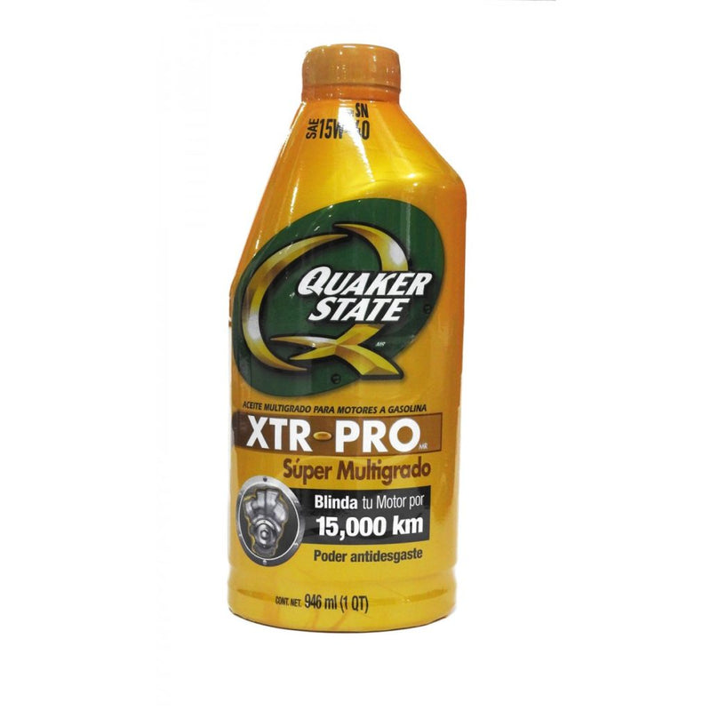 ACEITE MULTIGRADO QUAKER STATE SAE 15W40 BOTELLA 946ML XTR PRO CON TECNOLOGIA SINTETICA