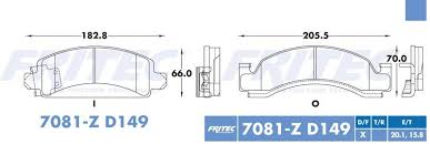 BALATA FRITEC CERAMICA SPECIFIC DELANTERA GENERAL MOTORS EXPRESS CARGO VAN G30 97/00 MICROBUS 91/95 C30 79/81 P30 82/96 = 7081 FRITEC