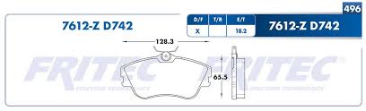BALATA FRITEC CERAMICA SPECIFIC DELANTERA VOLKSWAGEN EUROVAN 00/05 PANEL 00/01 SIN SENSOR ANTES 7X66Z = 7612 FRITEC