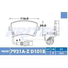 BALATA FRITEC CERAMICA SPECIFIC TRASERA AUDI A4 06/08 A6 05/11 A8 04/10 RS6 03/04 S4 04/09 S6 07/11 S8 07/09 VOLKSWAGEN EUROVAN 06/09 TRANSPORTER 10/16 CON SENSOR = 7921 FRITEC