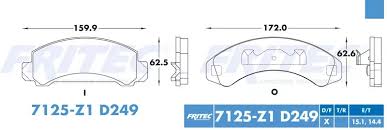 BALATA FRITEC CERAMICA SPECIFIC DELANTERA FORD AEROSTAR 1990/1993 BRONCO II 1988/1990 EXPLORER 1991/1994 RANGER 1988/1994 MAZDA B2300 1994 B3000 1994 NAVAJO 1991/1994 = 7125 D249 FRITEC