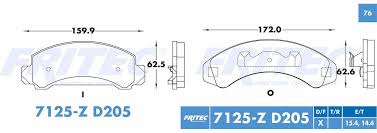 BALATA FRITEC CERAMICA SPECIFIC DELANTERA FORD RANGER 82/83 = 7125 D205 FRITEC