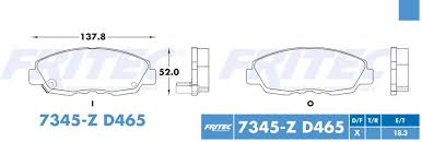 BALATA FRITEC CERAMICA SPECIFIC DELANTERA ACURA CL 2.2L 97/99 EL 97/00 HONDA ACCORD 94/97 = 7345 FRITEC