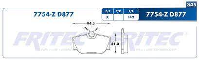 BALATA FRITEC CERAMICA SPECIFIC TRASERA VOLKSWAGEN EUROVAN 01/02 SIN SENSOR = 7754 FRITEC