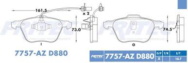 BALATA FRITEC CERAMICA SPECIFIC DELANTERA SEAT ALHAMBRA 02/08 VOLKSWAGEN SHARAN 02/08 CON SENSOR = 7757AZ FRITEC