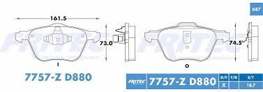 BALATA FRITEC CERAMICA SPECIFIC DELANTERA SEAT ALHAMBRA 02/08 VOLKSWAGEN SHARAN 02/08 SIN SENSOR= 7757Z FRITEC