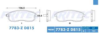 BALATA FRITEC NARANJA CERAMICA SPECIFIC DELANTERA NISSAN MAXIMA 00/01 RENAULT SAFRANE 12/15 SUZUKI SCROSS 14/15 SIN SENSOR = 7783Z FRITEC