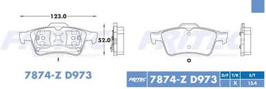 BALATA FRITEC CERAMICA SPECIFIC TRASERA CHEVROLET GENERAL MOTORS VECTRA 03/07 MAZDA 3 04/06 5 2006 RENAULT LAGUNA GRAND TOUR 01/07 LAGUNA II 03/07 SAAB 93  2003 Y 10/11 ANTES 7Y07 Y 8248 = 7874 FRITEC