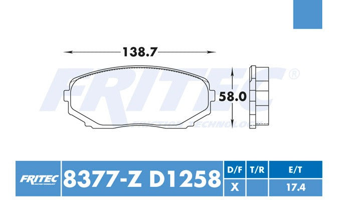 BALATA FRITEC CERAMICA SPECIFIC DELANTERA FORD MAZDA LINCOLN EDGE 07/14 MKX 07/15 CX7 07/15 CX9 07/15 = 8377 FRITEC