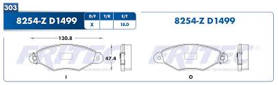 BALATA WAGNER SEMIMETALICA DELANTERA RENAULT KANGOO 04/18 ANTES 76X3 SIN SENSOR DE DESGASTE = 8254 FRITEC