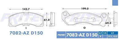 BALATA WAGNER SEMIMETALICA DELANTERA FORD GRAND MARQUIS 70/91 CROWN VICTORIA 92/93 LINCOLN CONTINENTAL 80 TOWN CAR 81 = 7082 D150 FRITEC